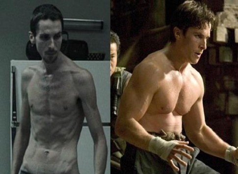 Plasticity: actor Christian Bale at two points in time. Same genes, different phenotypes.